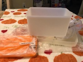 NEW TUPPERWARE FREEZER CONTAINERS SET SHEER SNOWFLAKE ORANGE LID + FREE ... - $22.76