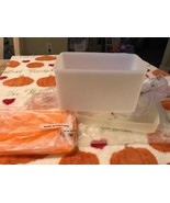 NEW TUPPERWARE FREEZER CONTAINERS SET SHEER SNOWFLAKE ORANGE LID + FREE ... - $22.76