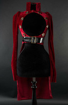 Red Velvet Open Bust Gothic Victorian Steampunk Officer Crop Jacket Tailcoat - £80.23 GBP