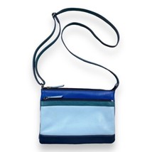 ILI New York RFID Blocking Blue Teal Leather Organizer Crossbody Purse Bag 7x10” - £26.99 GBP