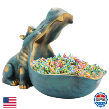 aboxoo Large Hippo Statue Figurine Home Sculpture Resin Candy Jar Decor ... - $67.50