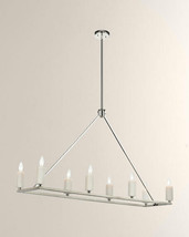 Horchow Darlana Style White Stone Polished Nickel Linear Island Chandelier 48&quot; L - £625.65 GBP