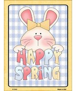 Happy Spring Blue Plaid Metal Novelty Parking Sign - $29.81 CAD