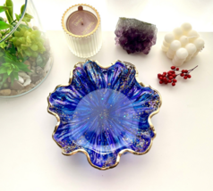 Epoxy Resin decorative bowl/ Violet and Gold Resin Bowl/Art Bowl/Purple ... - £64.74 GBP