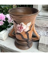 Vintage Roseville Pottery Magnolia Vase 88-6 Brown Double Handle REPRODU... - £18.68 GBP