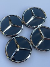 Set of 4 Black Glossy Wheel Center Caps 60MM/ 2.36 ″ For Mercedes - $373.58 MXN