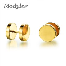 Men Fashion Accessories Dumbbell Design Stud Earring silver color / Black / Gold - £6.89 GBP