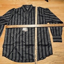 Y2K NEW Vtg Black Koman Sport Striped Button Front Shirt Long Sleeve Men&#39;s Sz L - £23.70 GBP