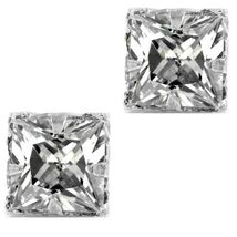 Pierced Clear Square Sparkling CZ Cubic Zirconia Stud Earrings For Men W... - $4.41+