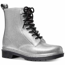 Michael Michael Kors Women Combat Boots Tavie Rainbootie Size US 8M Silver PVC - £103.36 GBP