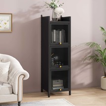 Modern Black Glass Door Storage Cabinet for Entry Living Bath Dining - $2,871.78 MXN