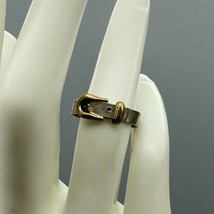 Vintage Two Tone Belt Ring, Sterling Silver Band - $59.99