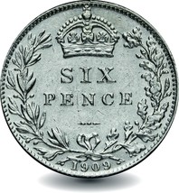 Silver Sixpence Coin 1902 to 1910 - $29.50