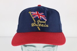 Vintage 90s Streetwear Spell Out Great Britain Union Jack Snapback Hat Cap Blue - £23.32 GBP
