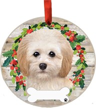 Cockapoo Dog Wreath Ornament Personalizable Christmas Holiday Decoration - £11.45 GBP