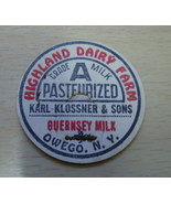 vintage KARL KLOSSNER HIGHLAND DAIRY FARM OWEGO NY Guernsey MILK BOTTLE ... - $94.04 MXN