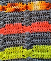 Crocheted Afghan Blanket Throw Handmade 58x39 Inches Striped Granny Cottage Core - £18.38 GBP