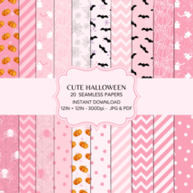 20 Cute Pink Halloween Seamless Patterns Halloween Backgrounds Digital Papers  - £3.93 GBP