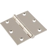 3 - Hillman 853383 Square Corner Door Hinges w Removable Pin Nickel 3-1/2&quot; - £15.60 GBP