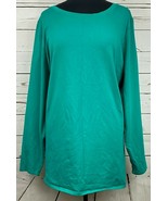 Lane Bryant Pretty &amp; Perfect Turquoise Long Sleeve Blouse Top Shirt Size... - $439.89 MXN