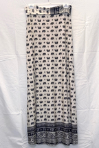 Elephant print maxi skirt Moa USA size L off white with black print long - $8.00