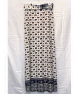 Elephant print maxi skirt Moa USA size L off white with black print long - €6,96 EUR