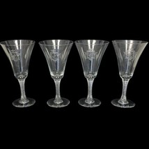 Vintage Jonathan Club Los Angeles Logo Etched Wine Glasses Elegant Glass Set 4 - £149.47 GBP