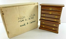 Vintage Walnut Double Dresser 6 Drawers 1:12 Dollhouse - £15.49 GBP