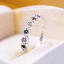 925 Sterling Silver Infinity Stones Ring With Colorful CZ Ring For Women  - £13.42 GBP