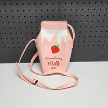 Sweet &amp; Fresh Strawberry Milk Pink Cartoon Faux Leather Shoulder Bag - £15.81 GBP