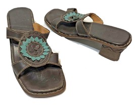 Tsonga Made In South Africe Womens Slide Sandals Brown and Teal Size 38 - $16.56