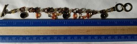 Vintage Cookie Lee Charm Bracelet with Rhinestones and crystals gold/Bra... - $19.80