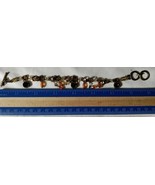 Vintage Cookie Lee Charm Bracelet with Rhinestones and crystals gold/Bra... - £15.64 GBP