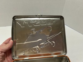 Tin Metal Lunch Snack Toy Box Embossed Disney Planes Dusty Orange - £6.75 GBP
