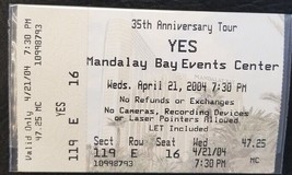 YES 35th ANNIVERSARY TOUR - 2004 MANDALAY BAY LARGE CONCERT TICKET STUB - $10.00