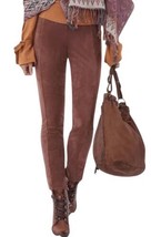 Sundance Women&#39;s Faux Suede Luxe Dreams Moto Style Leggings Cognac Brown Size 8 - $51.12