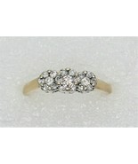 1/2 ct Diamond 3 Cluster Ring REAL Solid 14 k Yellow Gold 3.6 g Size 8.75 - £465.97 GBP