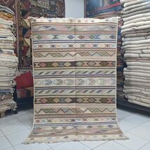 Authentic Tifelt Berber Rug: Moroccan Kilim, Wool rug, 130cm/200cm - $556.75