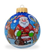 Santa and Reindeer Glass Ball Christmas Ornament 3.25 Inches - £25.95 GBP