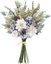 Fake Artificial Flowers Bouquet For Decoration, Silk Floral, Blue White - $35.99