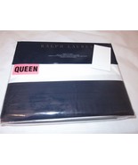 Ralph Lauren Wilford Blanc Bleau Queen Flat Sheet Tuxedo white navy - $102.21 CAD