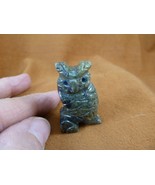 (Y-BIR-OW-72) green Serpentine HORNED OWL figurine SOAPSTONE Peru owls o... - $13.09