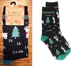 K Bell Fa La La La LLAMA Holiday Socks Christmas Tree Fuzzy llamas Fun N... - £10.56 GBP