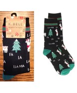 K Bell Fa La La La LLAMA Holiday Socks Christmas Tree Fuzzy llamas Fun N... - £10.73 GBP