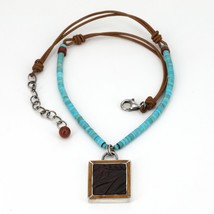RARE Vintage Silpada Sterling Tooled Leather Jasper &amp; Turquoise Necklace... - €69,46 EUR