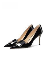 Women&#39;s Patent Leather Buckle High Heels - Pointed Toe - $166.01