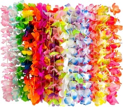 24 Pieces Hawaiian Leis Necklace Tropical Luau Hawaii Silk Flower 7 x 5 ... - $25.74 CAD