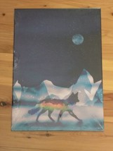 Wolf Artic Snowy Midnight Sky Moon Original Print Design Metal Art Sign ... - £23.37 GBP