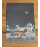 Wolf Artic Snowy Midnight Sky Moon Original Print Design Metal Art Sign ... - £22.21 GBP