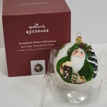 Hallmark Keepsake Blown Glass Ornament Evergreen Father Christmas Poland 2016 - £11.58 GBP